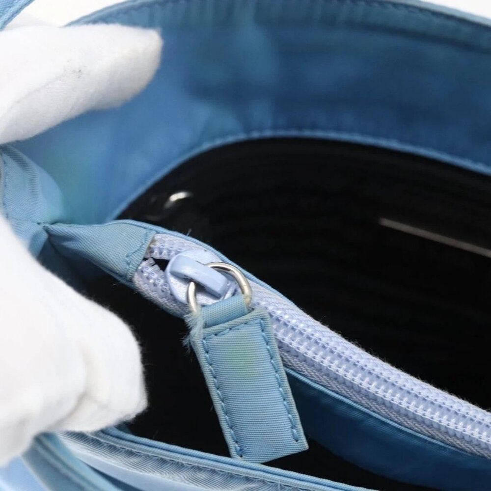 PRADA Tote Bag Nylon Light Blue Silver Auth 157223 - Picture 11 of 16